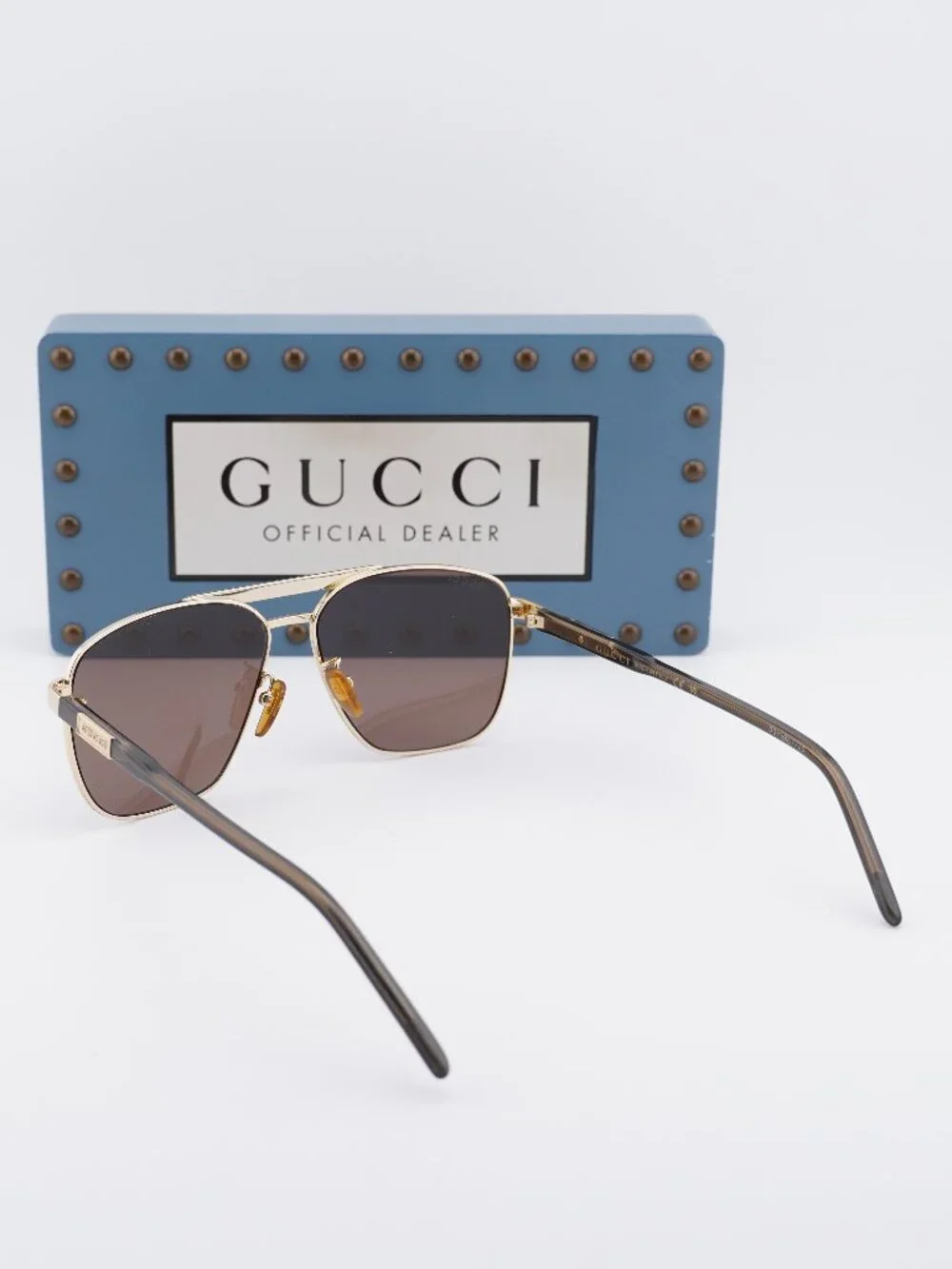 Gucci GG1164S 002 Aviator Sunglasses - Gold/ Brown